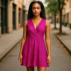 Free People Lined Magenta Lace Dress Size Small
